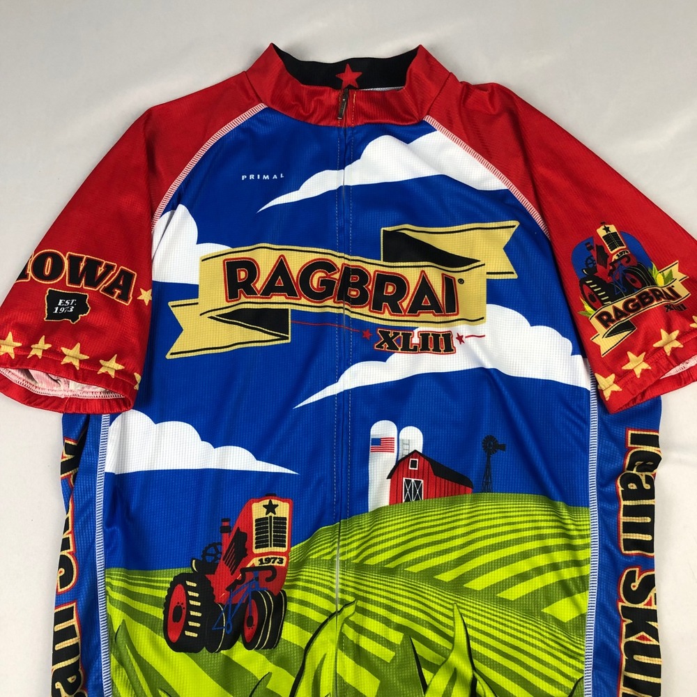 Primal Wear RAGBRAI XLIII Team Skunk Cycling Jersey Iowa Farm Tractor XL